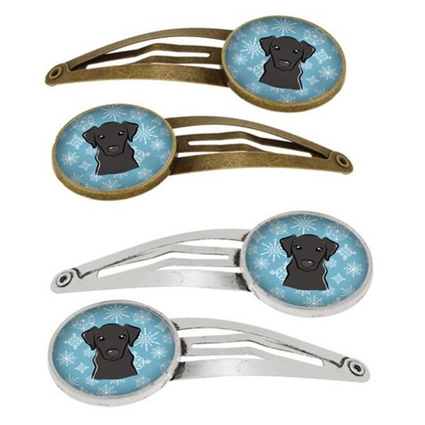 Carolines Treasures Snowflake Black Labrador Barrettes Hair Clips, Set of 4, 4PK BB1669HCS4